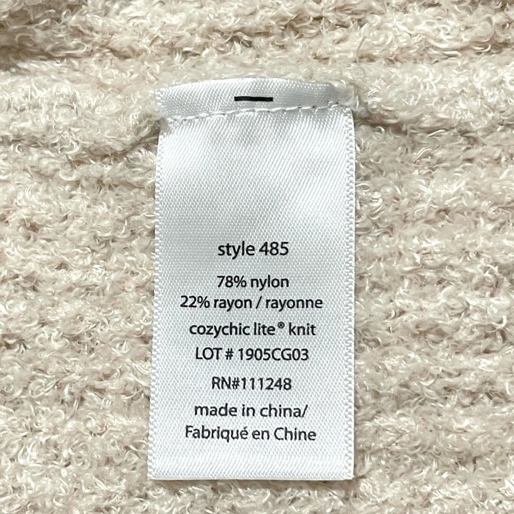 Barefoot Dreams CozyChic Lite Coastal Cardi Draped Open Front Sweater Bisque L
